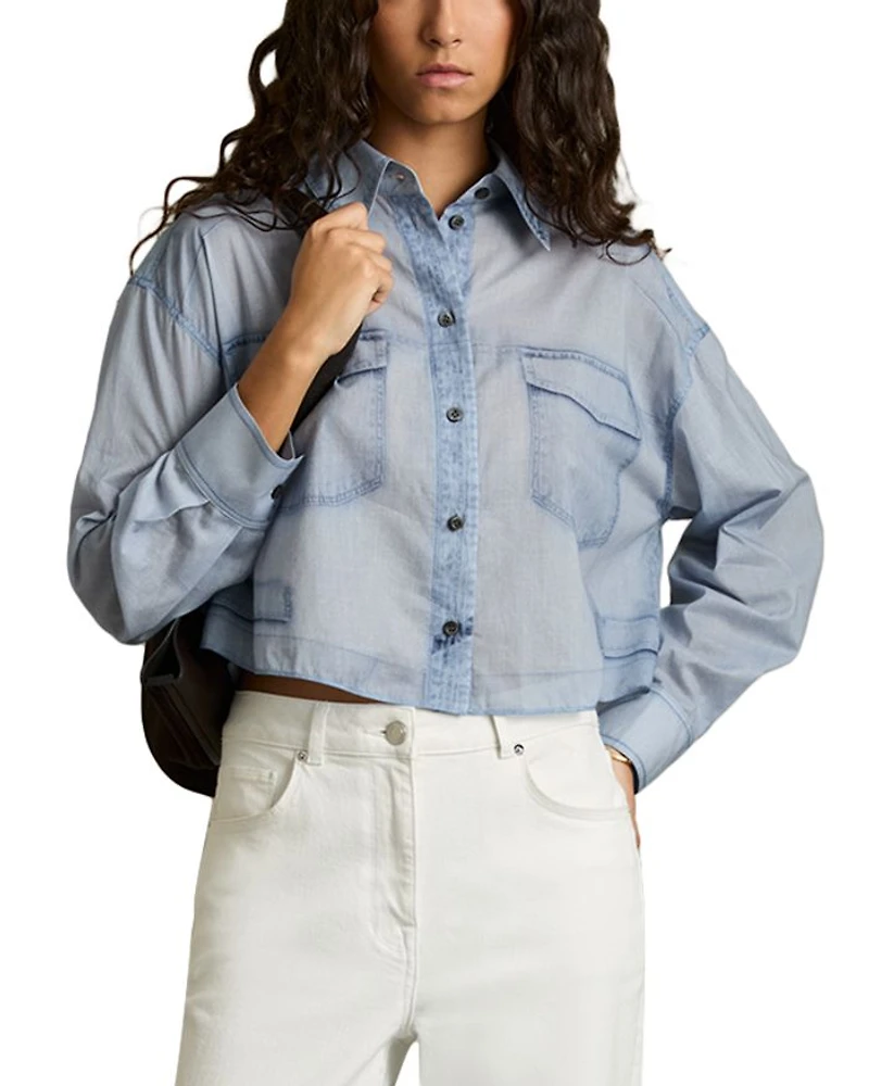 Denim Print Button Up Shirt