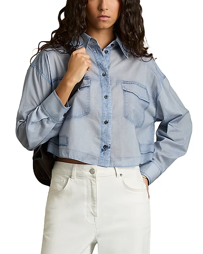 Reiss Denim Print Button Up Shirt