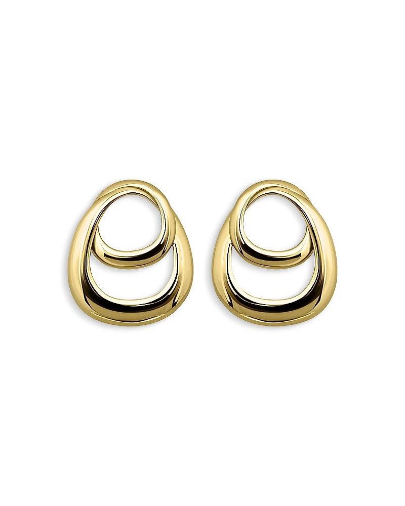 Aqua Gold Plate Double Interlocking Frontal Hoop Earrings - Exclusive