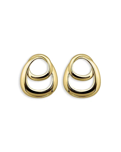 Aqua Gold Plate Double Interlocking Frontal Hoop Earrings - Exclusive