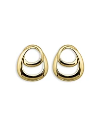 Aqua Gold Plate Double Interlocking Frontal Hoop Earrings - Exclusive
