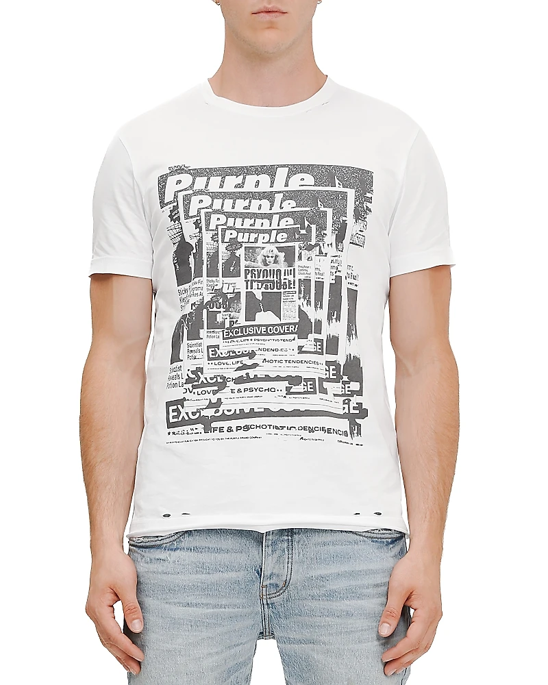 Purple Brand Slim Fit Distressed Graphic Logo Tee