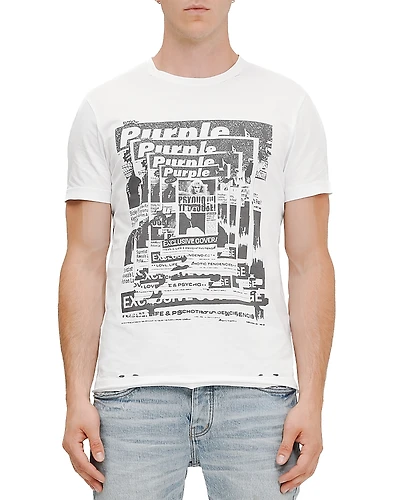 Purple Brand Slim Fit Distressed Graphic Logo Tee