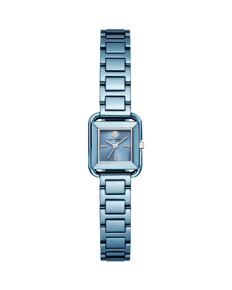 The Kira Square Small Three Hand Blue Stainless Steel Watch, 18mm x 18mm