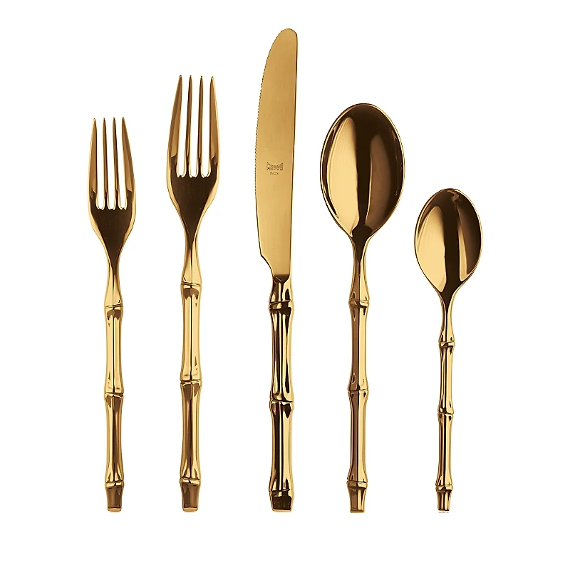 Mepra Bali Gold 5 Piece Flatware Set