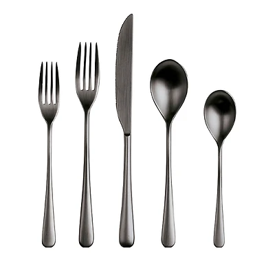 Mepra Neve Ice Black Gold 5 Piece Flatware Set