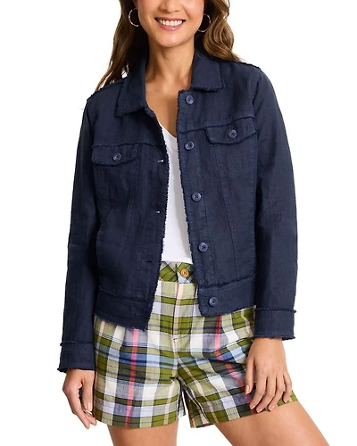 Two Palms Raw-Edge Linen Jacket