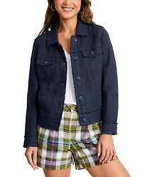 Two Palms Raw-Edge Linen Jacket