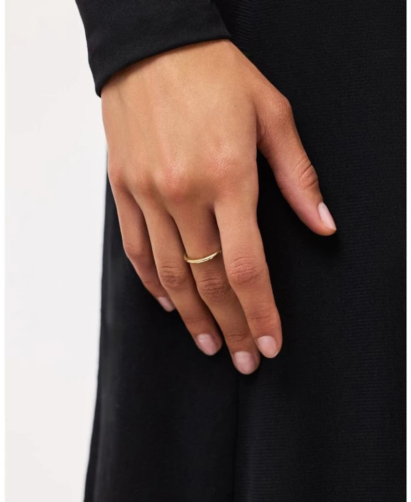 Gold Diamond Station Band Ring