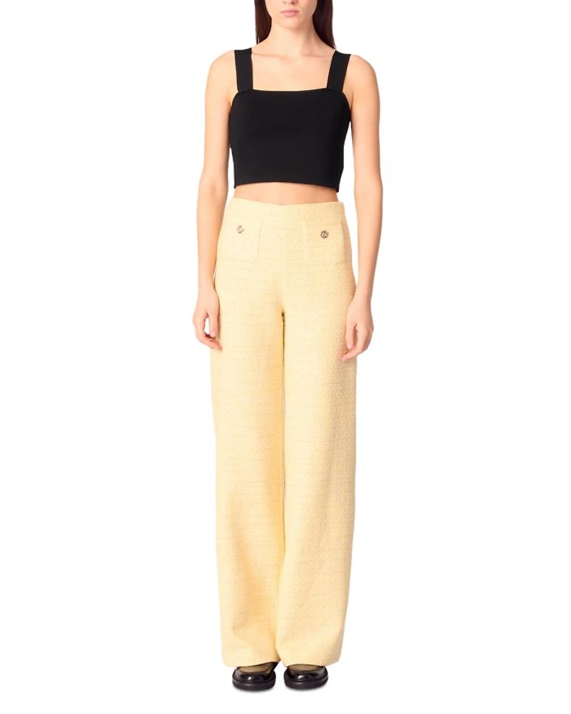 Metallic Tweed Straight Leg Trousers