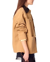 Leather Collar Cotton Coat