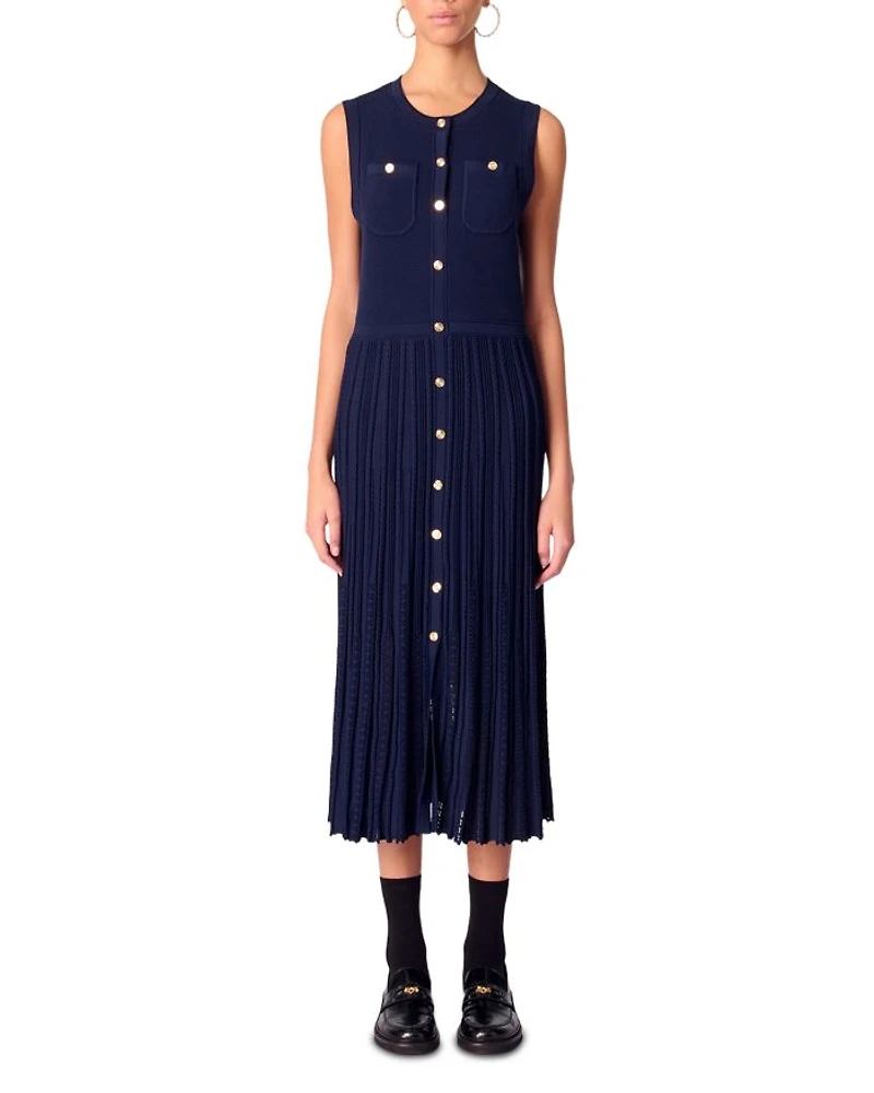 Pleated Knit Maxi Dress