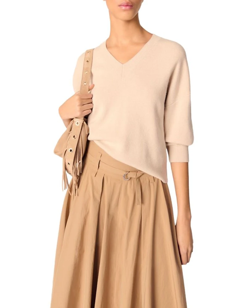 Cropped V Neck Sweater