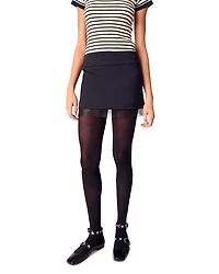 Tulle Trim Wool Blend Skirt