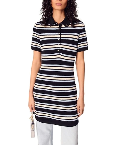 Striped Knit Polo Dress