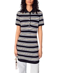 Striped Knit Polo Dress