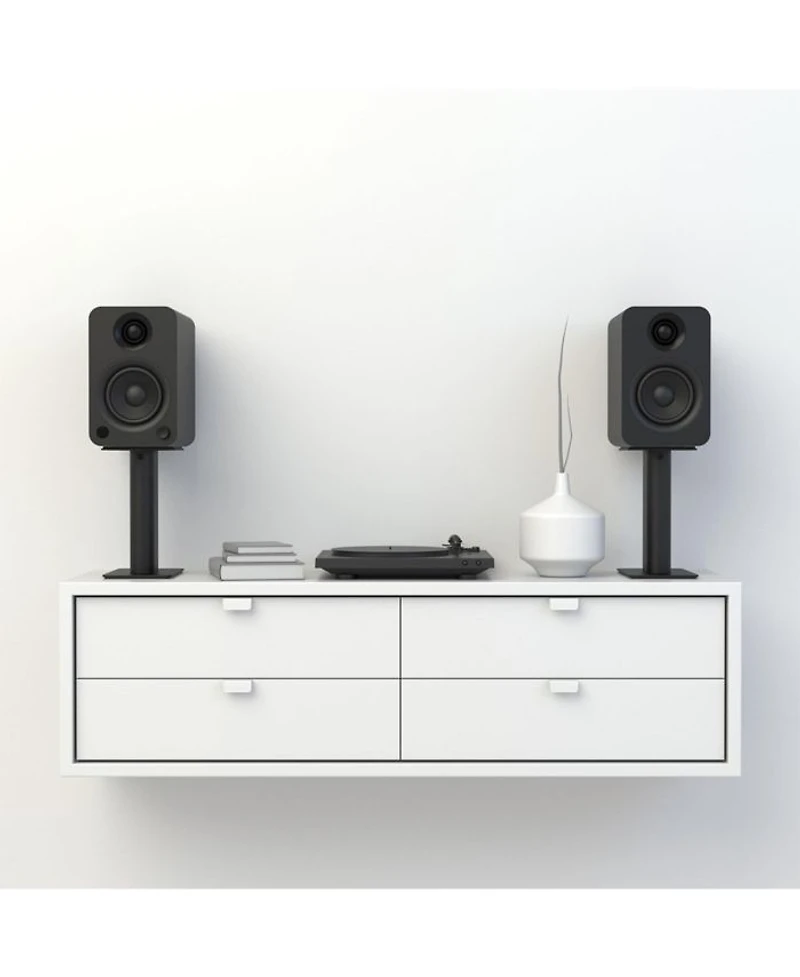 YU Powered Bookshelf Speaker with Bluetooth & RCA Input (Matte Black) - Pair