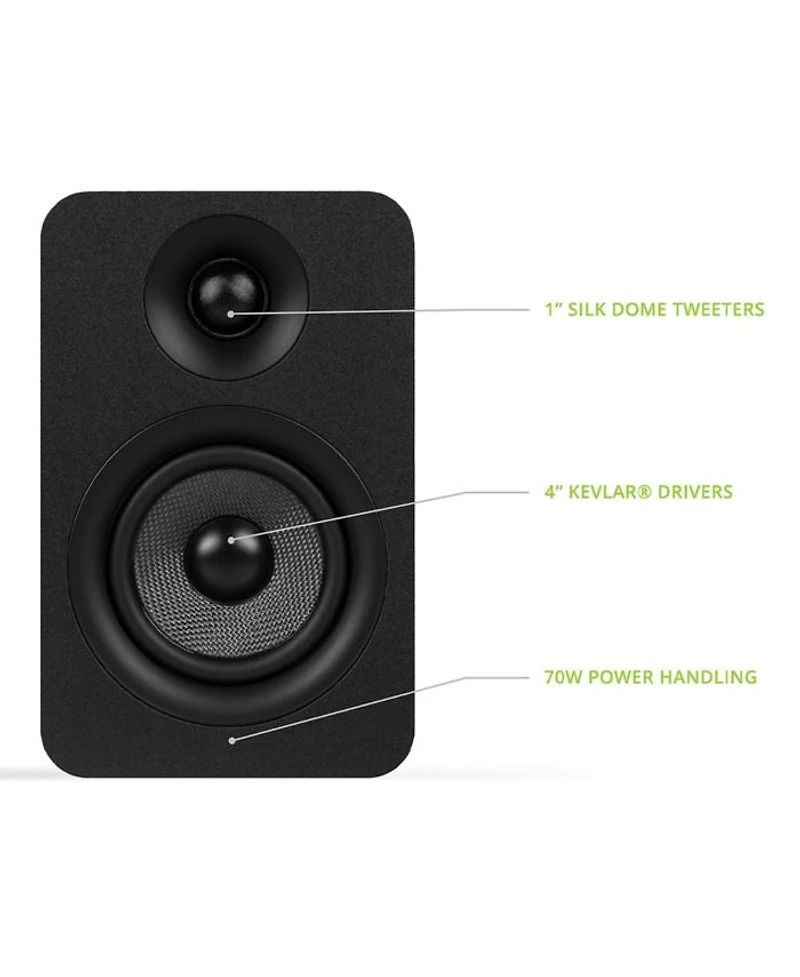 YUP4 Passive Bookshelf Speakers with 1" Silk Dome Tweeter & 4" Kevlar Woofer - Pair