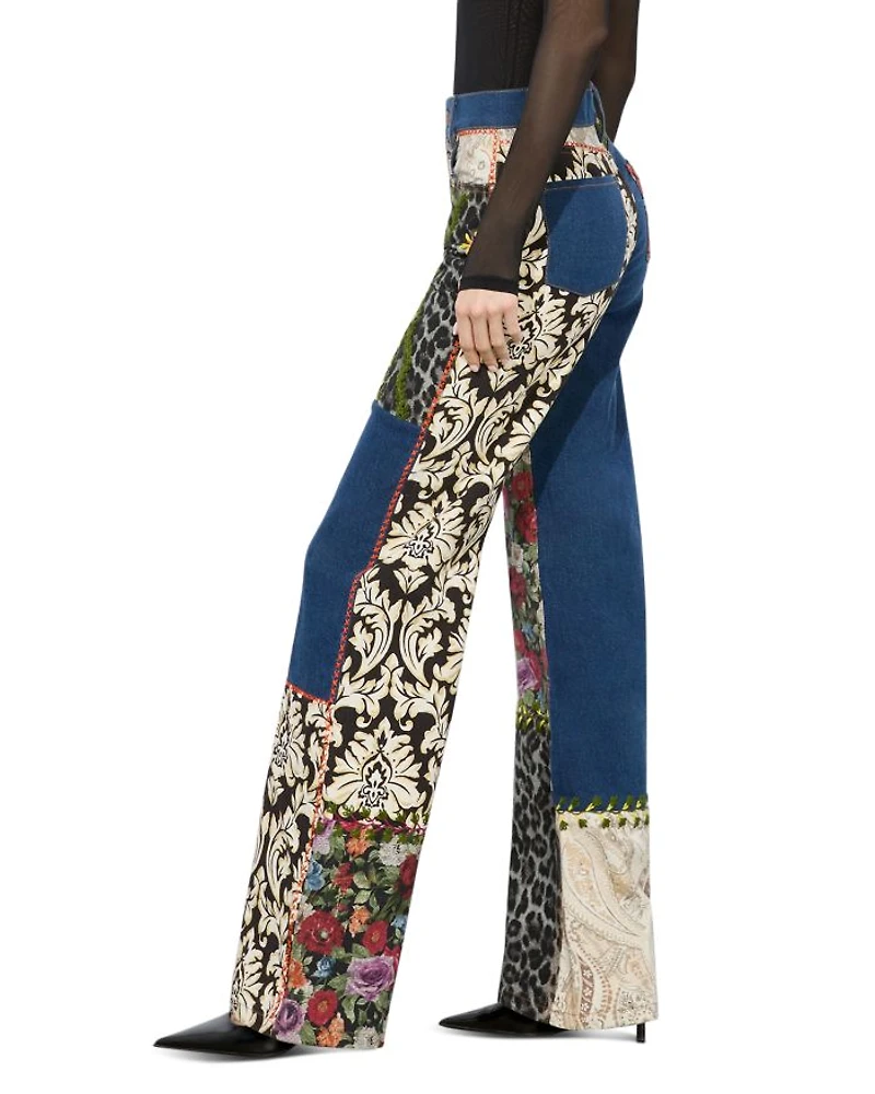 Weezy Mixed Media High Rise Wide Leg Jeans Denim Multi