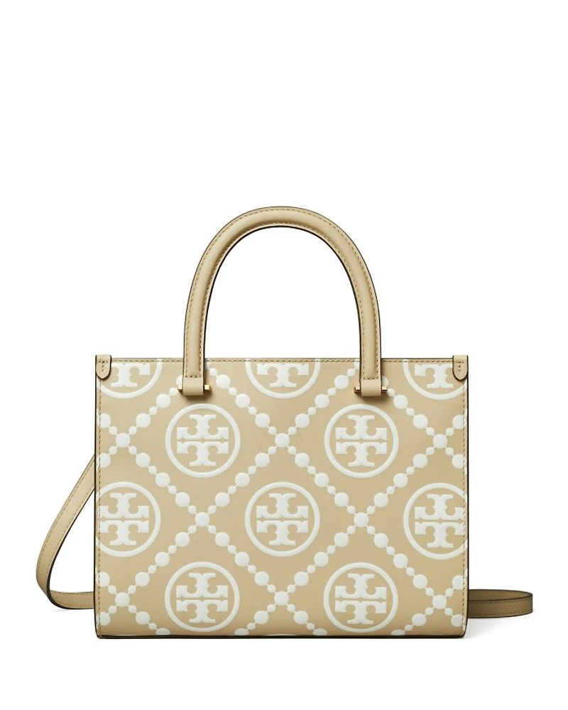 T Monogram Embossed Square Tote