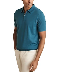 Reiss Maxwell Half Zip Merino Wool Polo Shirt