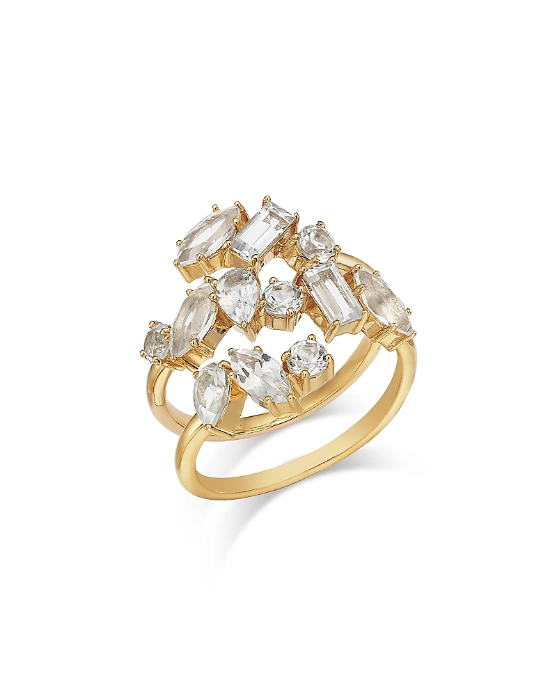 Moon & Meadow 14K Yellow Gold White Topaz Multishape Bypass Ring