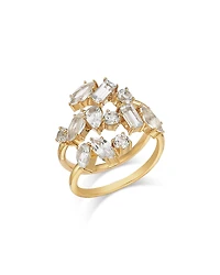 Moon & Meadow 14K Yellow Gold White Topaz Multishape Bypass Ring