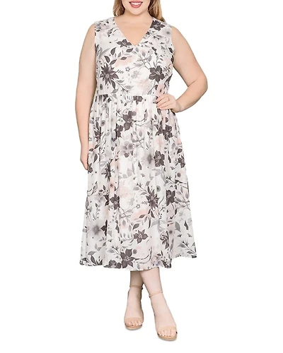 Sleeveless V Neck A Line Midi Dress