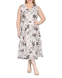 Sleeveless V Neck A Line Midi Dress
