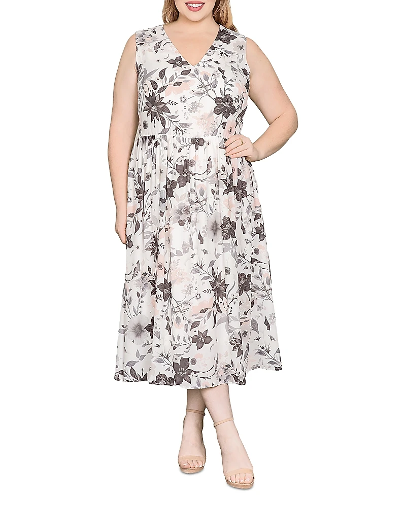 standards & practices Sleeveless V Neck A Line Midi Dress