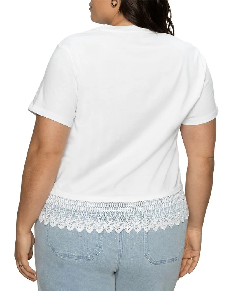 Plus Lace Hem Crewneck Tee