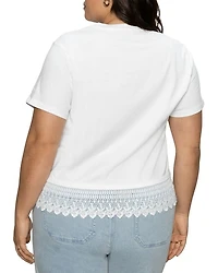 Plus Lace Hem Crewneck Tee