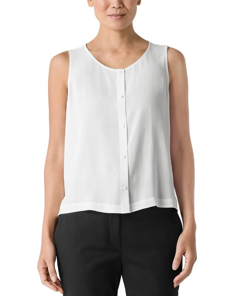 Silk Georgette Crepe Round Neck Top