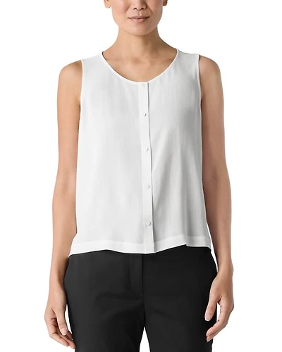Silk Georgette Crepe Round Neck Top