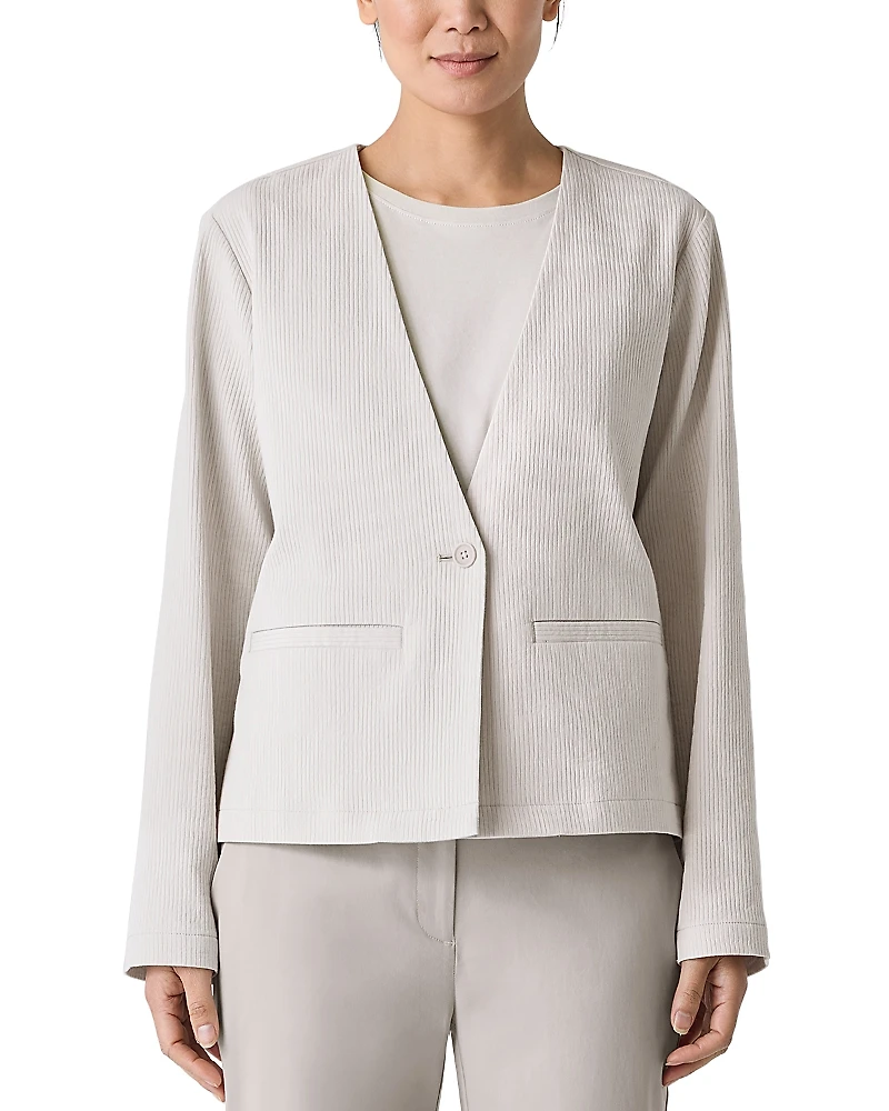 Eileen Fisher Cotton Ottoman V Neck Jacket