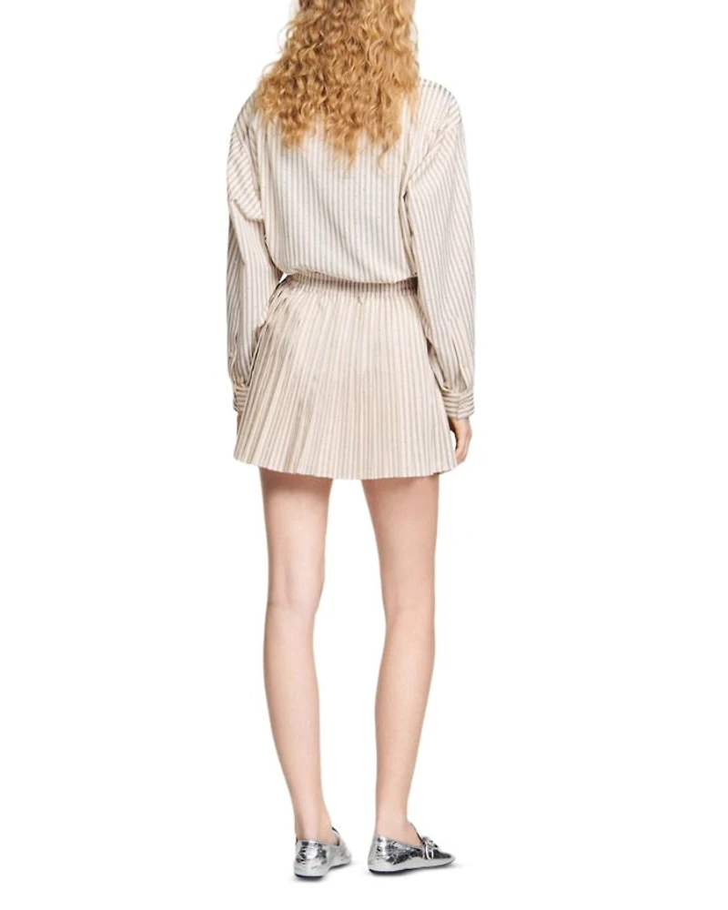 Rhinestone Striped Pleated Skirt