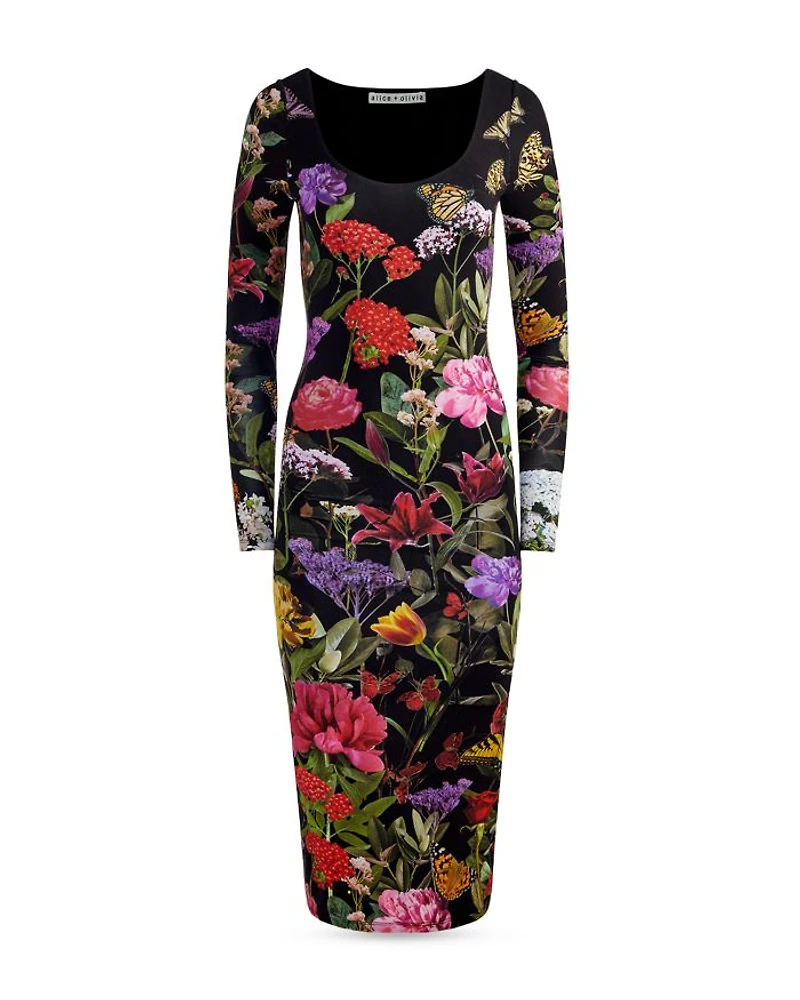 Delora Scoop Neck Midi Dress