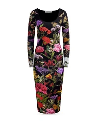 Delora Scoop Neck Midi Dress
