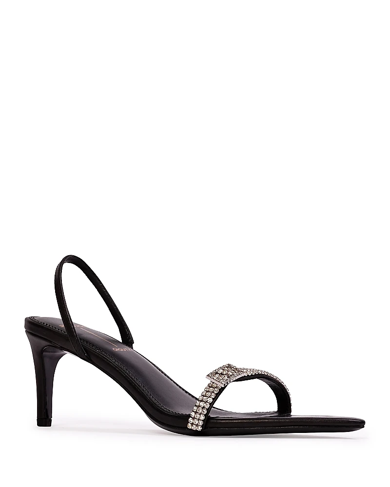 Black Suede Studio Women's Bowie Crystal Embellished Slingback Sandals