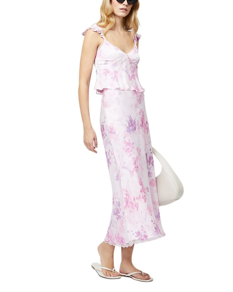 Elyria Oona Satin Midi Skirt