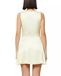 Oona Yellow Satin Asymmetric Mini Dress