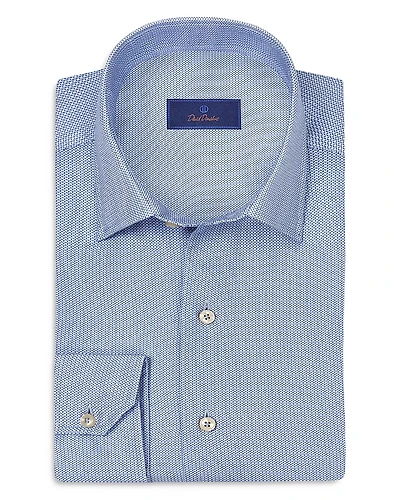 David Donahue Regular Fit Micro Texture Print Sport Shirt