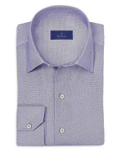 David Donahue Regular Fit Micro Texture Print Sport Shirt