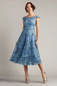Adriane Floral Embroidered Tea-Length Dress
