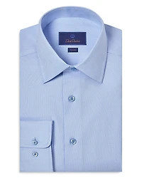 David Donahue Trim Fit Diamond Dobby Dress Shirt