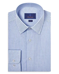 David Donahue Slim Fit Poplin Check Dress Shirt