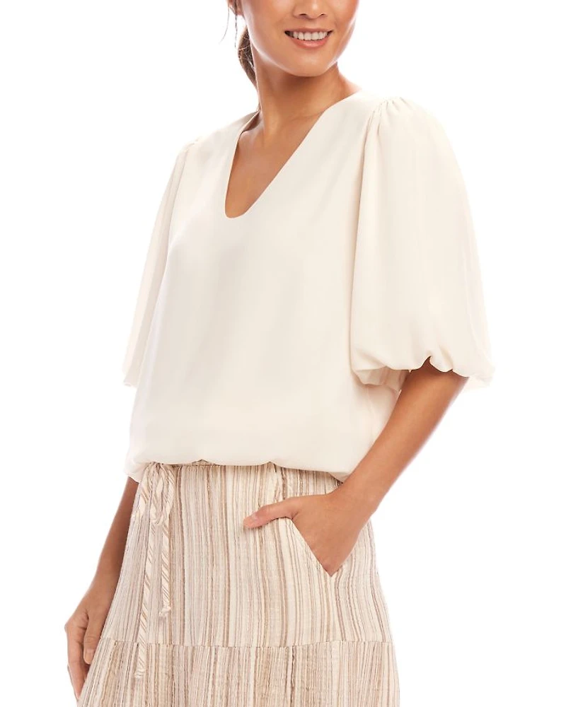 Crepe Puff Sleeve Blouse