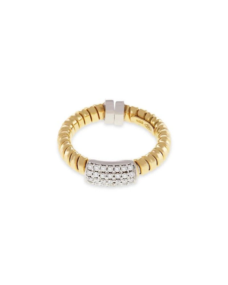18K Yellow Gold Via Mercanti Tubogas Diamond Pavé Ring
