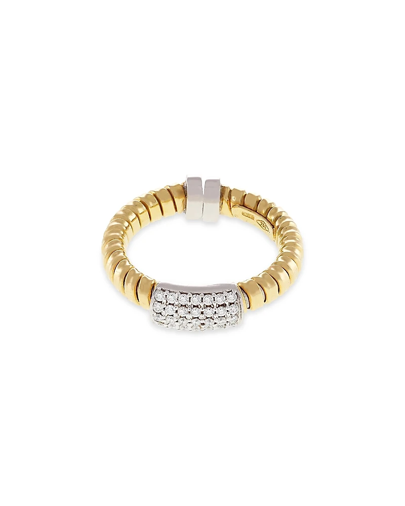 Alberto Milani 18K Yellow Gold Via Mercanti Tubogas Diamond Pave Ring