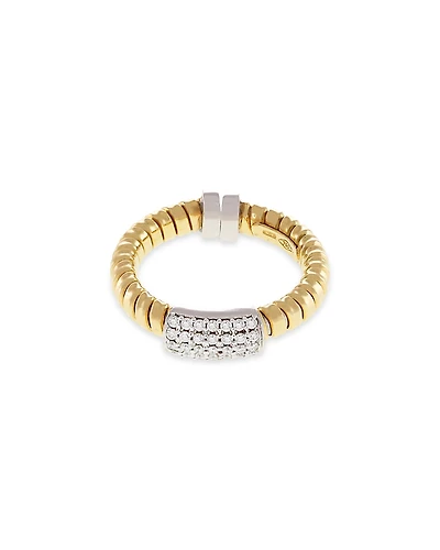 Alberto Milani 18K Yellow Gold Via Mercanti Tubogas Diamond Pave Ring